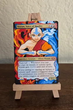 MTG Altered Art Acrylic Hand Painted - Veyran Voice of Duality:Aang The Avatar - Image 3