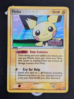 Pichu 21/108 EX Power Keepers Reverse Holo Stamped Pokemon Card NM - Image 1