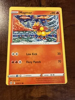 Pokemon Sword & Shield Brilliant Stars Magmar Error Miscut Alignment Dot 019/172 - Image 1