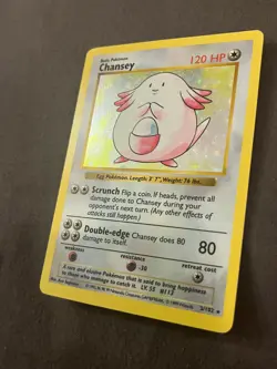 Vintage Pokemon Card Shadowless Holo Base Set Chansey 3/102 - Image 3