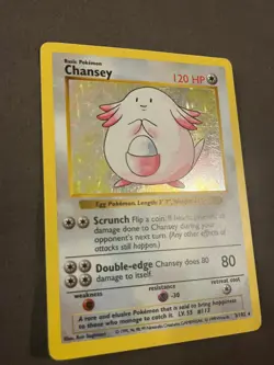 Vintage Pokemon Card Shadowless Holo Base Set Chansey 3/102 - Image 4