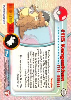 Kangaskhan #115 -BLUE LOGO - NON-HOLO - SERIES 2 - TOPPS POKEMON CARD - NM/LP - Image 2
