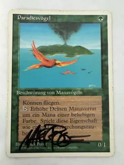Birds of Paradise, MTG- German 4th Edition, Heavy Play, Mark Poole Signature - Image 1