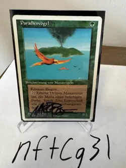 Birds of Paradise, MTG- German 4th Edition, Heavy Play, Mark Poole Signature - Image 5