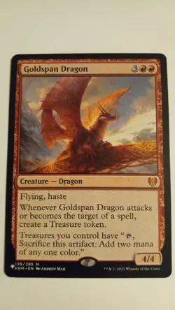 Goldspan Dragon NM The List Kaldheim MTG Magic the Gathering KHM - Image 1