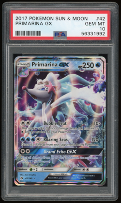 2017 POKEMON SUN & MOON BASE SET 42/149 PRIMARINA GX PSA 10 **LOW POP 158** - Image 1