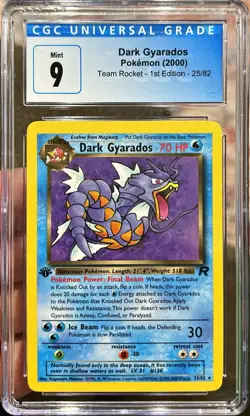 2000 Pokemon Dark Gyarados Team Rocket 1st Edition 25/82 CGC 9 Mint - Image 1