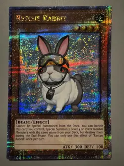 YUGIOH RESCUE RABBIT (EFFECT) ASIA ENGLISH CR06-AES29 25TH FOIL QCSR (1ST RUN) - Image 1