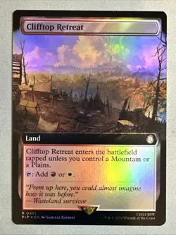 MTG / Clifftop Retreat / PIP / #0491 / FOIL (Extended Art) / Rare / NM - Image 1