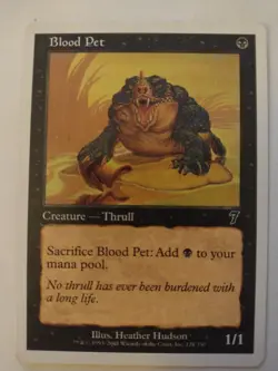 MTG Magic The Gathering Card Blood Pet Creature Thrull Seventh Edition 2001 - Image 1