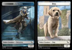 1x Detective (10) // Dog (1) Token - Foil MTG Murders at Karlov Manor NM Magic F - Image 1