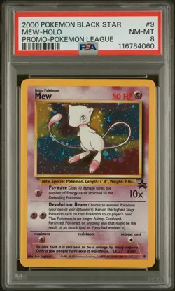 2000 Pokemon Promo Black Star #9 Mew Holo Promo Pokemon League PSA 8 - Image 1