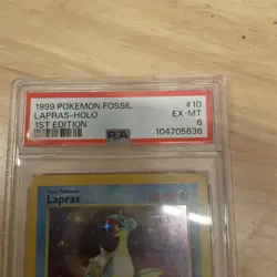 1999 Lapras 10/62 Fossil Pokemon TCG Holo Rare 1st Edition #10 PSA 6 EX-MT WOTC - Image 2
