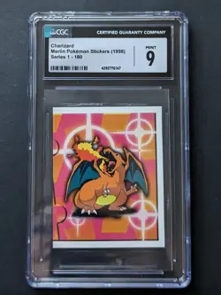Charizard CGC 9 Merlin Pokemon Sticker No.180 1998 Merlin MINT POP 1 - Image 1