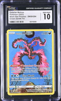 CGC 10 GEM MINT Galarian Moltres SWSH284 Black Star Promos Full Art Holo Pokemon - Image 1