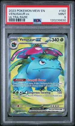 PSA 9 MINT Venusaur ex 182/165 Sv: Scarlet & Violet 151 Holo Pokemon - Image 1