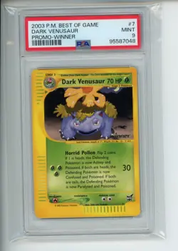 2003 Pokemon Best of Game Dark Venusaur #7 WINNER Promo PSA 9 MINT - Image 1