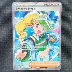Pokemon TCG Emcee’s Hype 220/182 Ultra Rare Trainer Destined Rivals pack fresh - Image 1