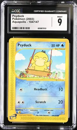 CGC 9 MINT Psyduck 2003 Aquapolis 104/147 Pokemon Card psa - Image 1