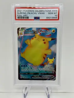 2021 POKEMON SWORD & SHIELD CELEBRATIONS #009/025 SURFING PIKACHU VMAX FA PSA 10 - Image 3