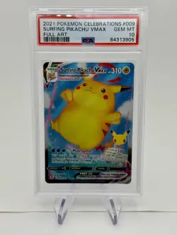 2021 POKEMON SWORD & SHIELD CELEBRATIONS #009/025 SURFING PIKACHU VMAX FA PSA 10 - Image 5