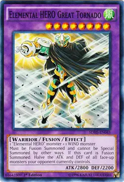 Elemental HERO Great Tornado - SDHS-EN045 - Common - 1st Edition - Lightly Playe - Image 1