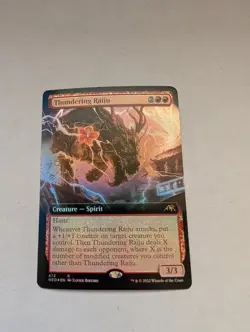 Thundering Raiju (Extended Art) Kamigawa: Neon Dynasty Foil MTG NM - Image 1