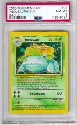 2000 Pokemon TCG Venusaur 018/130 Base Set 2 Holo- PSA 8 MINT- WOTC Vintage - Image 1