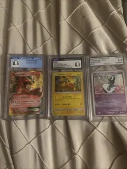 3 Graded Pokemon Cards 8.5 Charizard EX Pikachu Gardevoir - Image 1