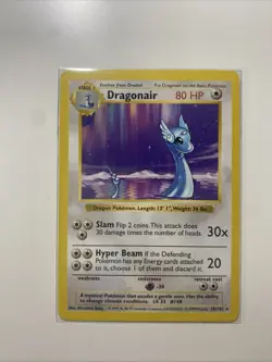 Dragonair 018/102 Base Set (Shadowless) Regular Unlimited Pokemon WOTC LP/NM - Image 1