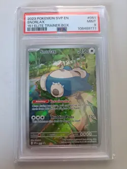 PSA 9 POKEMON SNORLAX #051 MEW-151 ETB BLACK STAR PROMO PSA 9 - Image 1