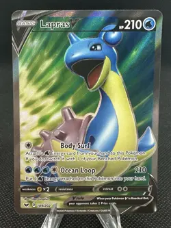 Lapras V 189/202 Pokemon Sword & Shield Base Set Full Art Holo NM - Image 1