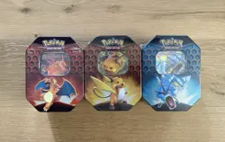 Pokemon Hidden Fates GX Tins Art Set of 3 Sealed - Charizard Raichu Gyarados - Image 1