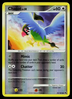 Pokemon Card - Chatot Majestic Dawn 55/100 Reverse Holo - Image 1
