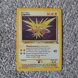 Pokemon TCG Zapdos Fossil Holo Card 15/62 Unlimited Rare, LP Condition - Image 1