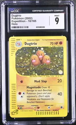 CGC 9 MINT Dugtrio 2002 Expedition 10/165 Holo SWIRL Pokemon Card psa - Image 1