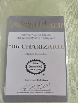 Pokemon Special Edition 23 karat Gold Plated Trading Card / #06 Charizard. - Image 5