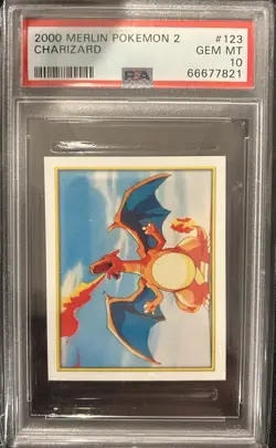2000 Merlin Pokemon 2 Charizard Sticker #123 - PSA 10 - Image 1