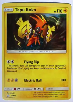 Pokemon Tapu Koko SM30 Black Star Promo Card Holo Rare NM - Image 1