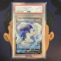 PSA 8 NM-MINT 2022 Pokemon Silver Tempest ALOLAN VULPIX V #033 Ultra Rare Holo - Image 2