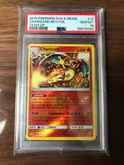 2019 POKEMON SUN & MOON CHARIZARD-REV. FOIL TEAM UP PSA GEM MT 10 #89076393 - Image 1