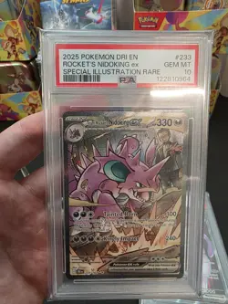 2025 POKEMON DRI EN-DESTINED RIVALS #233 TEAM ROCKET'S NIDOKING EX PSA 10 GEM MT - Image 1