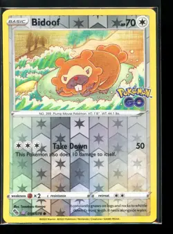Bidoof (Peelable Ditto) 059/078 NM Reverse Holo Sword and Shield Pokemon GO - Image 1