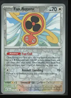 FAN ROTOM 118/142 NEAR MINT REVERSE HOLO POKEMON TCG STELLAR CROWN SCR - Image 1