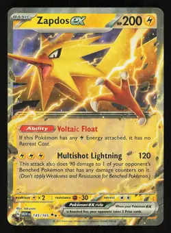 Zapdos ex 145/165 Holo Near Mint Pokemon TCG Scarlet & Violet 151 MEW - Image 1