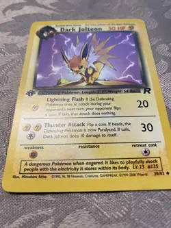 Dark Jolteon Team Rocket 1st Edition 32/82 WOTC Vintage 2000 Pokemon Card NM/LP - Image 3