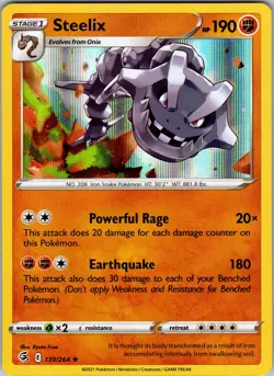 Pokemon TCG Steelix Sword & Shield Fusion Strike 139/264 Holo Rare Card NM - Image 1