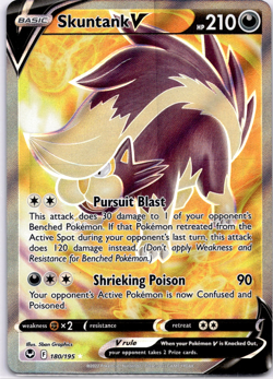 Pokemon TCG Skuntank V 180/195 Silver Tempest Ultra Rare Holo Near Mint - Image 1