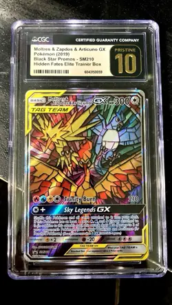 Pokemon Graded Pristine 10 Stained GlassMoltres & Zapdos & Articuno GX SM210 Sm - Image 1