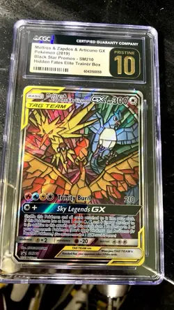 Pokemon Graded Pristine 10 Stained GlassMoltres & Zapdos & Articuno GX SM210 Sm - Image 4